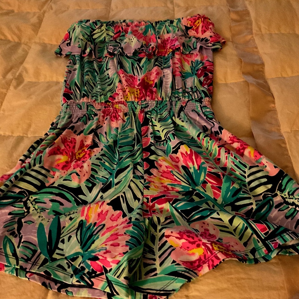 Lilly Pulitzer Klea Off The Shoulder Romper Flounce Multicolor XS